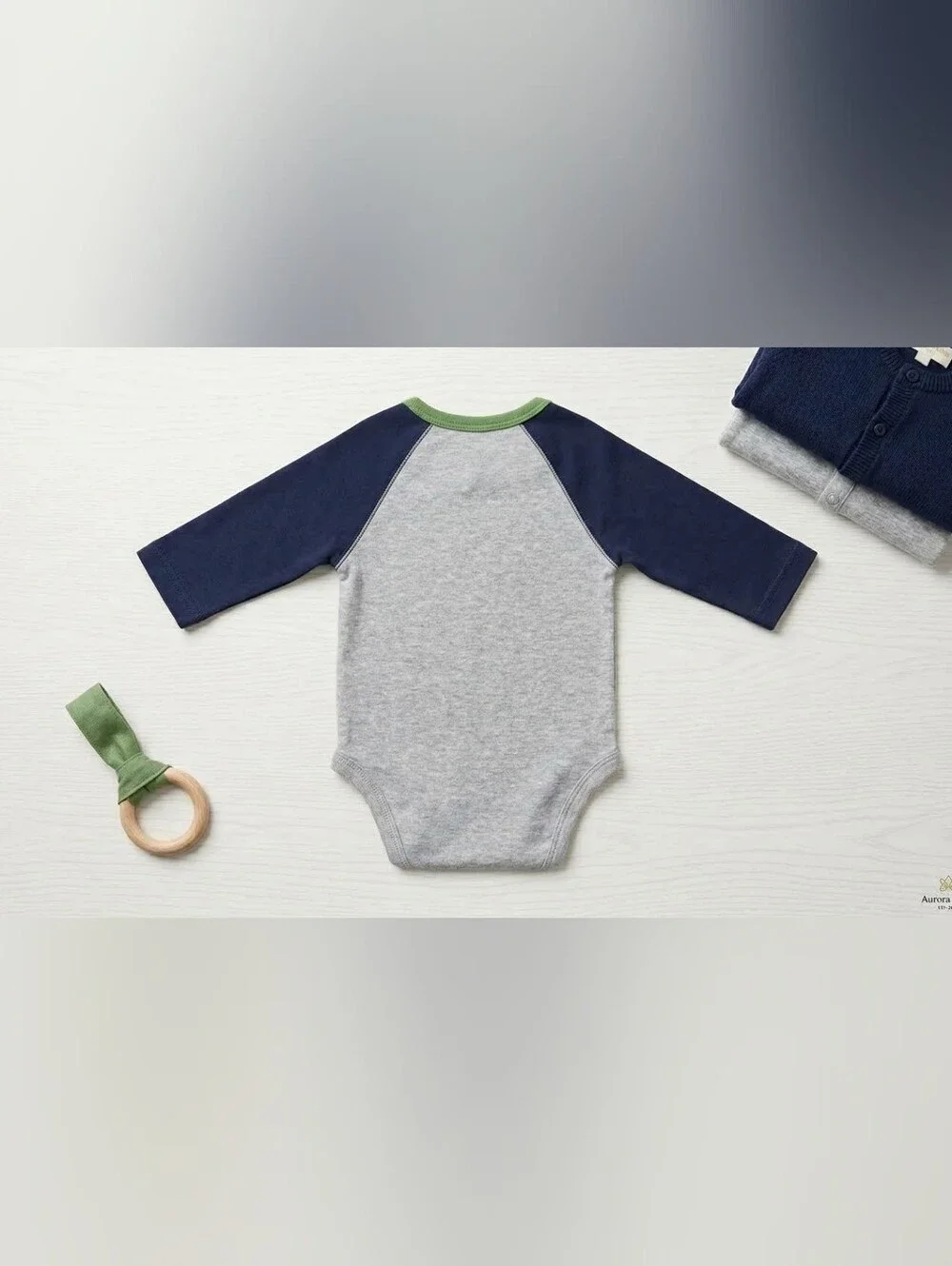 Carter's Gray, Navy & Lime 'Mommy's Little Monster' Raglan One-Piece